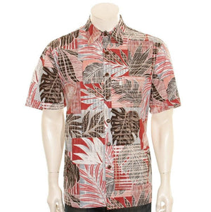 Men's Lauae Breeze Reverse Print  Aloha Shirt(H60059) ~ Burgundy