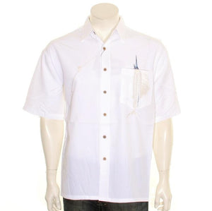 Bamboo Cay "Shake The Hook - Chalk White" - Men's Aloha Shirt (WB871)