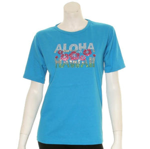 Womens Aloha Hibiscus Hawaii Bling Shirt - CS2-9