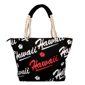 Large Hawaii Hibiscus Tote Bag With Rope Handles