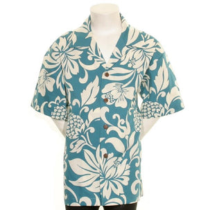 Hilo Hattie Pineapple Big Boy's Aloha Shirt -Teal