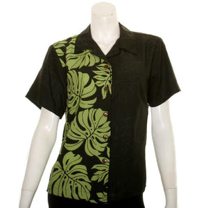 Prince Kuhio Women's  Blouse ~ Black/Green