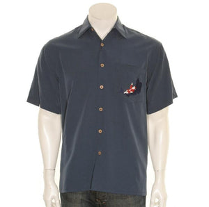 Bamboo Cay "Santa's Catch Of The Day" - Men's Aloha Shirt (SN10-NAVY)