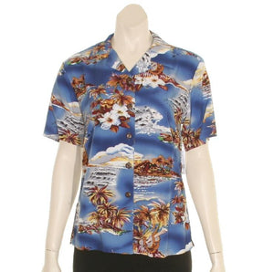 Blue Hawaii Ladies Camp Blouse(N409-P1211)