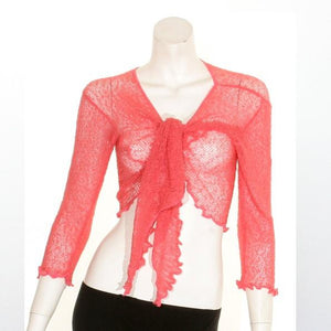 Coral Mesh Cardigan Knit Sweater 3/4 Sleeve Top - 22004