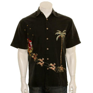 Bamboo Cay "SANTA'S LANDING" - Men's Aloha Shirt (SN 4444) - BLACK