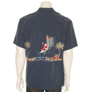 Bamboo Cay "Santa's Catch Of The Day" - Men's Aloha Shirt (SN10-NAVY)