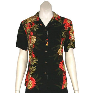 Pineapple Panel Womens Camp Blouse(N409-p1276)