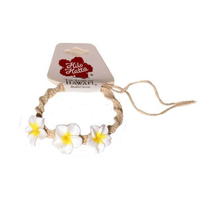 White Fimo 3 Plumeria String Bracelet