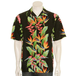 Hilo Hattie BOP Panel Rayon Men's Aloha Shirt (542-70135)- Black