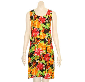 Island Floral Tye Dye Tank Dress (110440) ~ Black Red