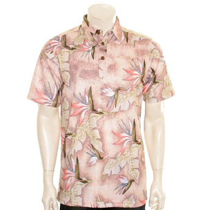 NEW! Bird of Paradise Men's Aloha POLO - Salmon