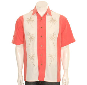 Bamboo Cay "Pacific Paneled Palms - Salmon" - Men's Aloha Shirt (WB-2002 RE)