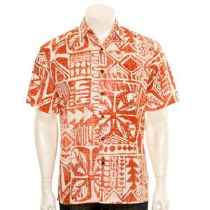 Tapa-Box Men's Aloha Shirt ~ Coral