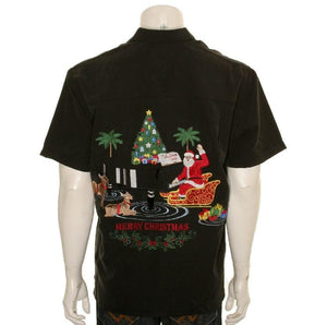 Bamboo Cay "O CHRISTMAS TREE" - Men's Aloha Shirt (SN 7777) - BLACK