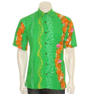 Hilo Hattie 519 Rayon Ohia Men's Aloha Shirt  - Green