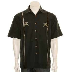 Bamboo Cay "Dual Bamboos - Black" - Men's Aloha Shirt (WB601T))