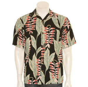 Hilo Hatte  Heliconia Garden  Mens Aloha Shirt (10104-TT70117)- Black