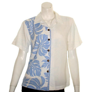 Prince Kuhio Women's  Blouse ~ White/Blue