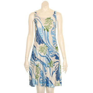 Hilo Hattie New Bias Strap Short Rayon Dress (428) - Blue Swirl