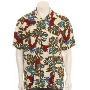 Men's Red Ginger Rayon Aloha Shirt - Cream ~ 542-p1214