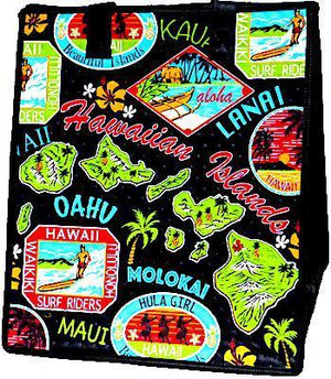 Island Postcards Black  Insulated Hot/Cold Reusable Bag ~ Large