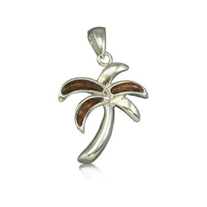 Sterling Silver Hawaiian Koa Wood Palm Tree Pendant