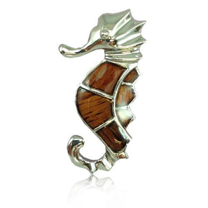 Sterling Silver Koa Wood Sea Horse Pendant