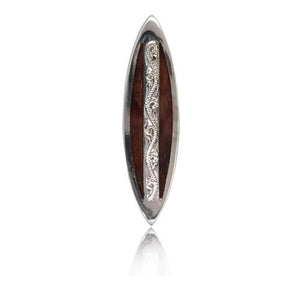 Sterling Silver Hawaiian Koa Wood Engraved Center Surfboard Pendant