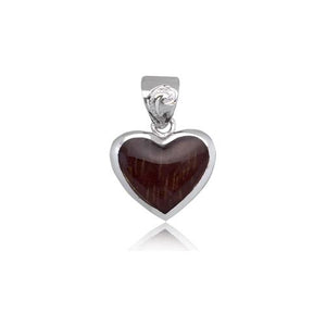 Sterling Silver Hawaiian Koa Wood Heart Pendant