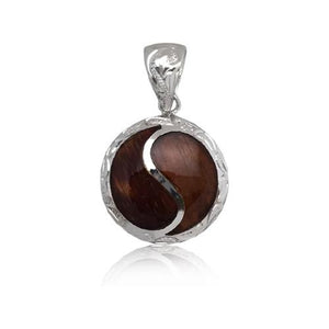 Sterling Silver Hawaiian Koa Wood Yin Yang Pendant