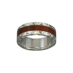 Sterling Silver Koa Wood Men's Eternity Ring~7MM