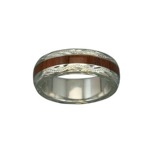 Sterling Silver Koa Wood Lady's Eternity Ring~6MM