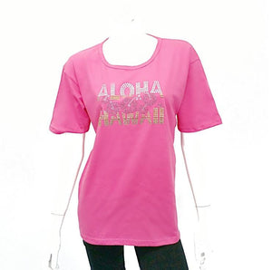 Womens Aloha Hibiscus Hawaii Bling Shirt - CS2-9