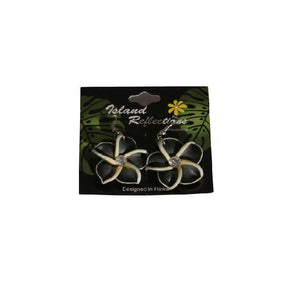 Black Plumeria Fish Hook Earrings