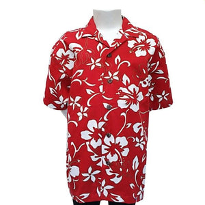 Classic Hibiscus Pareo Boys Aloha Shirt(804-p1272) ~ Red