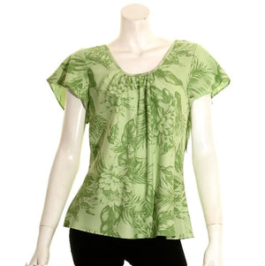 Holoku Womens Scoop Neck Blouse ~ Kiwi