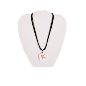 White & Pink Fimo Plumeria Necklace