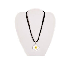 White Fimo Plumeria Necklace