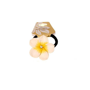 White Plumeria Fimo Ponytail Hair Tie