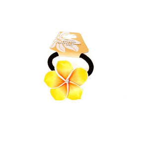 Yellow Plumeria Fimo Ponytail Hair Tie